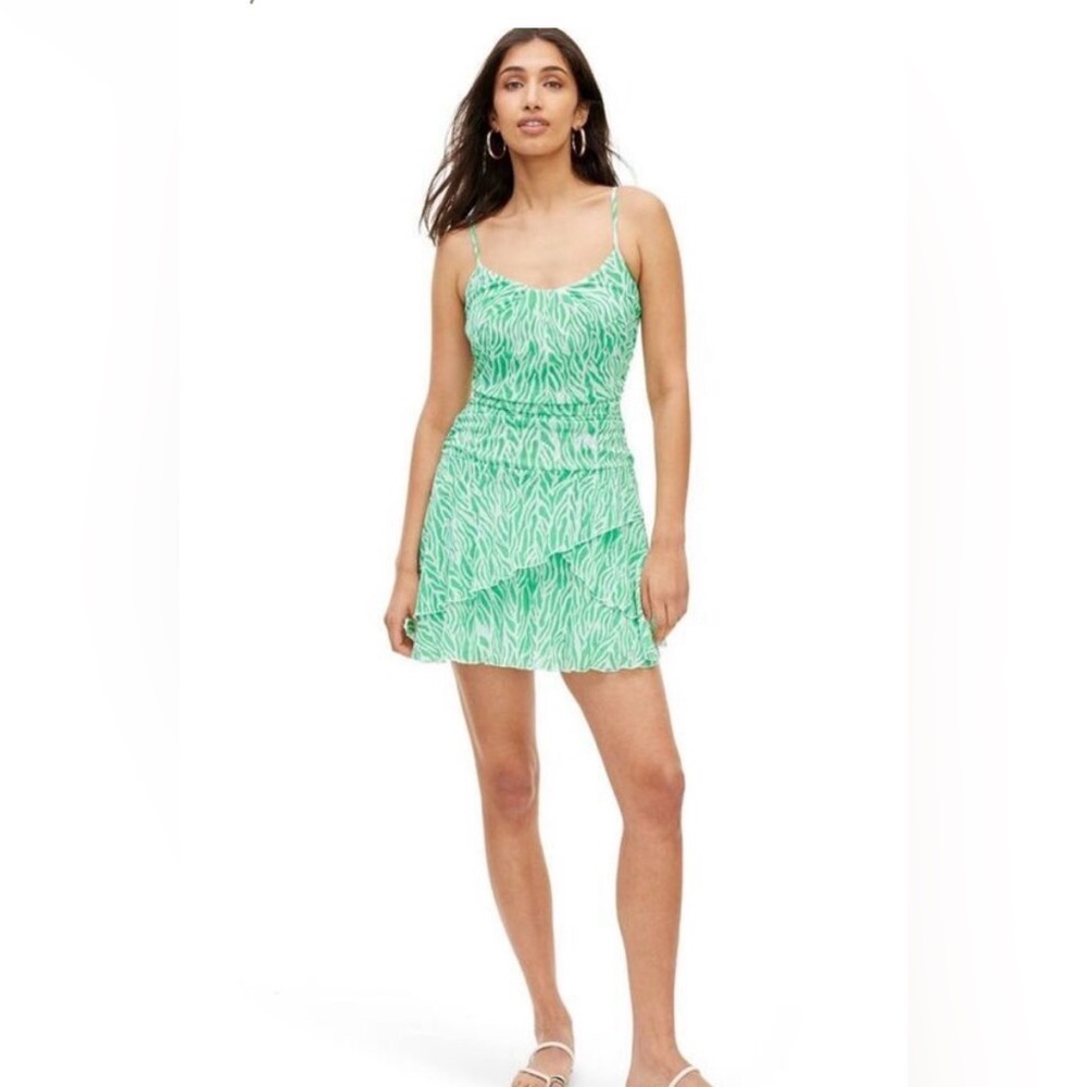 DIANE VON FURSTENBERG Strappy Mesh Sea Twig Green Mini Dress - DVF XS